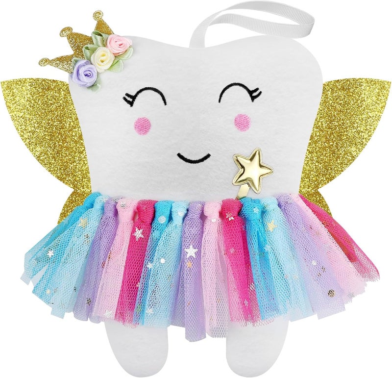 Malihome Beautiful Tooth Fairy Pillow Colorful Skirt Tooth Fairy Doll Lost Teeth Keepsake Gift for Kids - Image 1